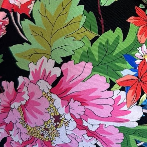 NWT Johnny Was Metalli Notte String Bikini Top Swim Suit black floral Large - Picture 5 of 6